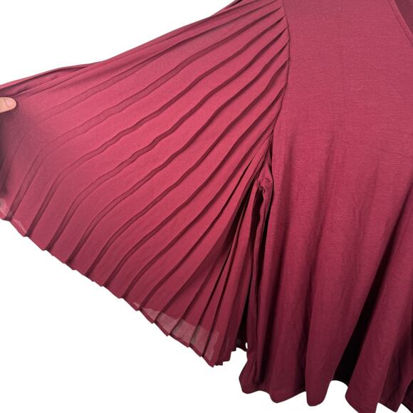 J Jill Wearever Collection Wine Red Bell Sleeve Faux Wrap Blouse NEW Womens XL - Picture 3 of 8